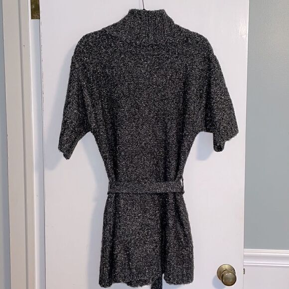 New York & Company short sleeve long length cardigan with tie sash size Small - Picture 4 of 12
